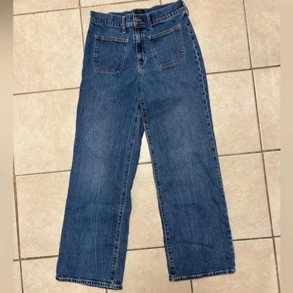 J. Crew Wide-leg patch-pocket full-length jeans size 28